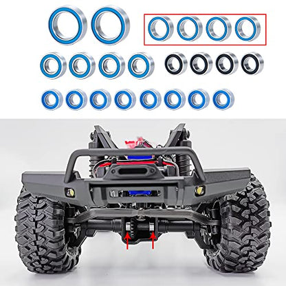 22Pcs Metal Wheel Hubs Axle Blue Sealed Bearing Kit | For 1/18 TRX-4M Bronco, RC Crawler Car