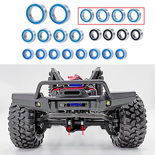 22Pcs Metal Wheel Hubs Axle Blue Sealed Bearing Kit | For 1/18 TRX-4M Bronco, RC Crawler Car