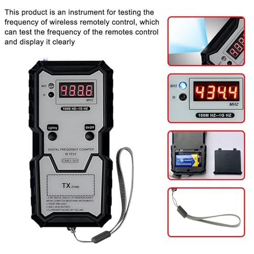 Remote Key Frequency Tester, 100MHZ to 1GHZ Infrared Remote Control Meter, Portable Key Fob Digital Counter for Access Control