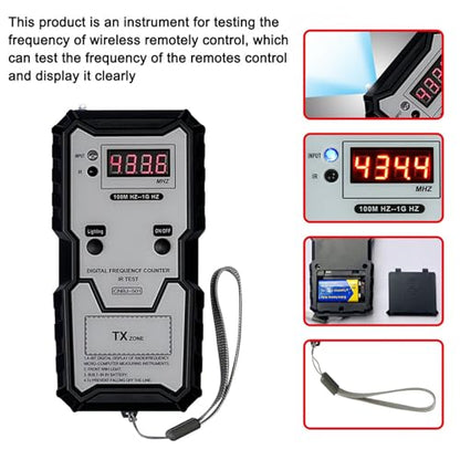 Remote Key Frequency Tester, 100MHZ to 1GHZ Infrared Remote Control Meter, Portable Key Fob Digital Counter for Access Control
