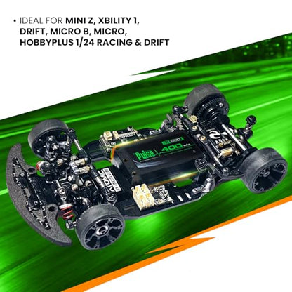 Helidirect Pulse 400mah 2S 7.6V 60C LiHV Hardcase Battery with XT-60 Plug Used for Mini Z, XBility 1, Drift, Micro B, Micro, Hobbyplus 1/24 Racing & Drift - Remote Control Car, RC Car Battery