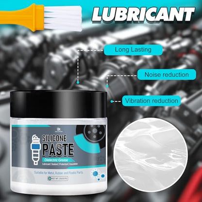 Dielectric Silicone Grease - 4oz Paste for Electrical Connectors, Spark Plugs, Battery Terminal, Brake - Heat Resistant Lube for O Rings, Insulation Protection - Automotive, Marine
