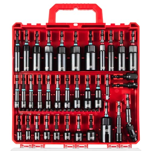 55Pcs Magnetic Impact Nut Driver Set SAE/Metric | Deep Driver Bits, Extension, Pivoting & Wing Nut Setters, for Impact Drills, Car Maint, DIY & Furniture Assembly - size: 55Pcs Magnetic Impact Nut Driver Set