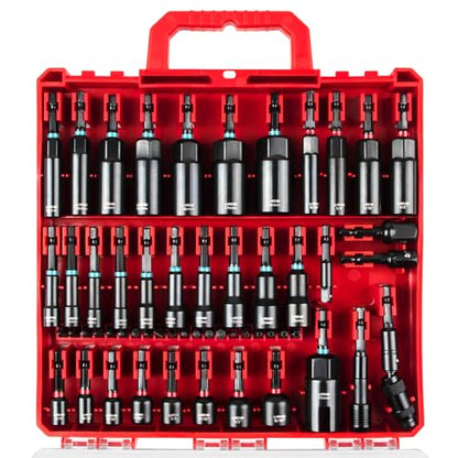 55Pcs Magnetic Impact Nut Driver Set SAE/Metric | Deep Driver Bits, Extension, Pivoting & Wing Nut Setters, for Impact Drills, Car Maint, DIY & Furniture Assembly - size: 55Pcs Magnetic Impact Nut Driver Set