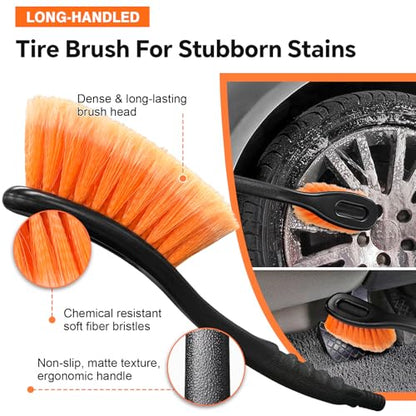 ARTIPOLY 20ft Reach Car Wash Brush with Long Handle-Car Cleaning Kit with 4-12FT Extension Pole, Ultimate RV,Truck Wash Set with Soft Brush, Tire Brush, Window Squeegee, Mitt, Microfiber Cleaning Mop - size: 4-12ft