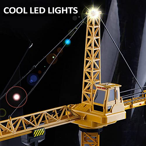 KNACKTOYZ 6 Channel Remote Control Crane Toy for Kids - 50.4 inch RC Tower Crane with LED Lights & Sounds, 680° Rotation Lift Construction Vehicles, Excavator Toy for Ages 4,5,6,7,8 Boys & Girls