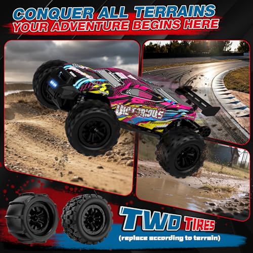 1:16 4WD Brushless rc Cars, 70+KM/H(Peak) High Speed Remote Car, RC Trucks 4X4 Offroad with 3000mAh Batteries, Boys RC Truggy Toys Back-to-School Season and Birthday Gifts for Youth Aged 14+ - color: Brushless Rc Cars-pink