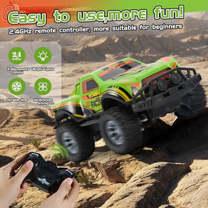 Remote Control Cool Off-Road Vehicle Truck, 2.4GHz RC Car with LED Lights, 1:20 Scale Off-Road Vehicle, Red RC Truck,Remote Control car from a Long Distance,Gifts for Children (Green) - color: Green