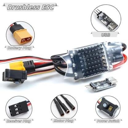 JTLB 1/10 RC Crawler Car Brushless ESC Motor Set Replacement for Axial SCX10 RC Crawler Car Upgrades Parts 1850KV 80A