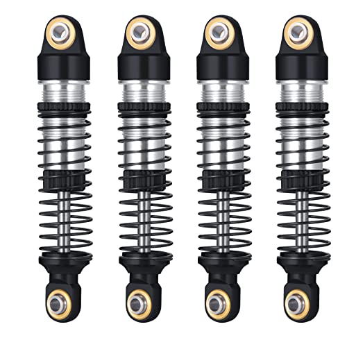 RCLIONS 1/18th RC Shocks Adjustable Absorber Damper for TRX4M 1:18th RC Crawler Car Upgrades (Black) - color: Black