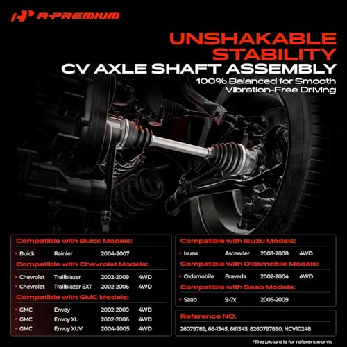 A-Premium Pair (2) Front CV Axle Shaft Assembly Compatible with Chevrolet Trailblazer 02-09, Trailblazer EXT & GMC Envoy XL XUV & Buick Rainier & Isuzu Ascender & Saab, Driver and Passenger Side - style: Front Driver and Passenger Side