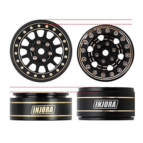 INJORA 42g 1.0 Plus Brass -3.75mm Offset Wheel for 1/24 1/18 RC (Black) - color: Black