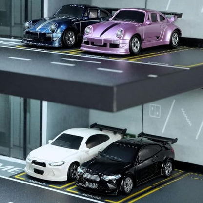 Mini Desktop RC Drift Car, 1:64 Scale 4WD High-Speed 2.4Ghz Remote Control Racing Sports Car with LED Lights for Adults Hobbyists - color: Ivory White