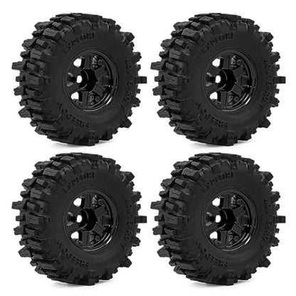 0.7 Inch RC Crawler Tires and Wheels Set 40×16mm for 1/30 Scale Axial SCX30 (Black) - color: Black
