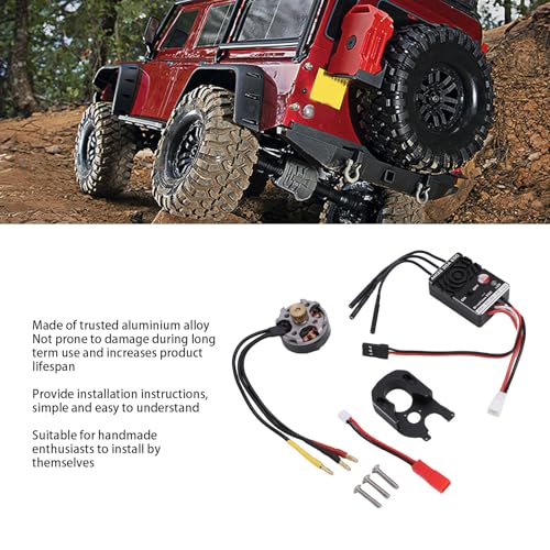 Drfeify 2204 2400KV Brushless Outrunner Motor with Transmission and 30A Brushless ESC Mount Combo Kit for SCX24 Axial 1/24 Remote Control Crawler Truck Car