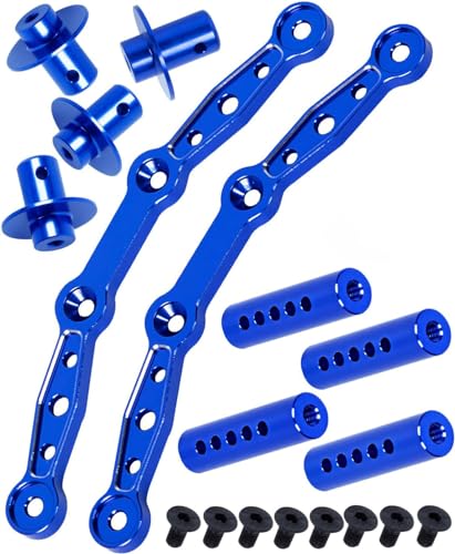 Aluminum Front Rear Body Posts Mount Shell Column Fixing Bracket Upgrades Part for 1/8 Mojave 4X4 4S BLX RC Car,Alloy Body Post Set Hops Up,Replaces ARA320740 Blue - color: Blue/Body Post Set