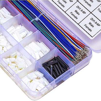 JST Connector Kit 1.5mm Pitch JST-ZH 1.5 Male Female Connector with Premium 28AWG Pre-Crimped Extension Cables,ZH 1.5mm Connector 2/3/4/5/6/7/8/9/10 Pin Male Female Housing (ZH-MF-Kit) - size: JST-1.5MM-ZH Male Female