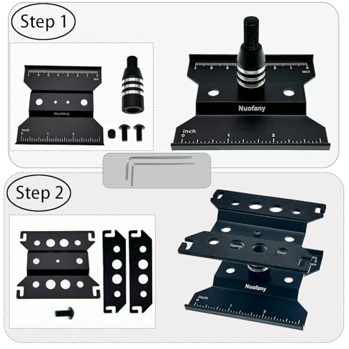 RC Car Aluminum Repair Workstation 360 Degree Rotation Lift Lower Work Stand w/Screw Trayfor SCX24 TRX4M FCX24 1/16 1/18 1/24 Scale RC Truck Crawler Buggy (Black) - style: Black
