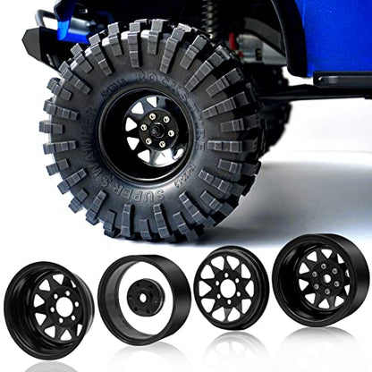 OGRC 1.9 Beadlock Wheel Offset -8.9mm Wheel for Traxxas Axial 1/10 RC Car | Aluminum RC Wheels, for TRX4 SCX10 Redcat GEN7 GEN8 RC4WD D90 Crawler, Black - color: Black