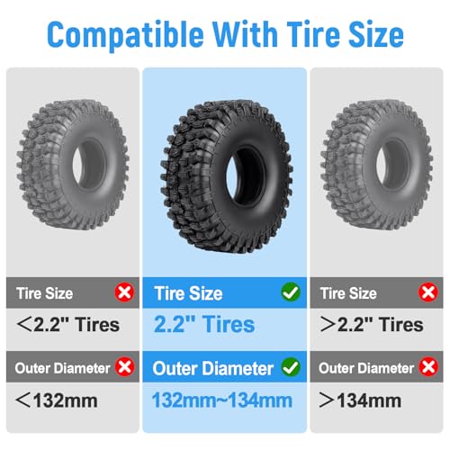 Soft 2.2" Silicone Tire Inserts, 4‑Pack, Fits 132–134mm (5.25" OD) Crawler Tires, Waterproof Foam Replacement for 1/10 RC Crawlers, 125×45mm, Enhanced Traction & Sidewall Support (Blue) - color: Blue