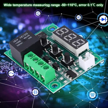 2Pcs W1209 Digital Thermostat – 12V Temperature Controller with Water Proof Sensor for Industrial Use, -50~110°C Range & 0.1°C Precision