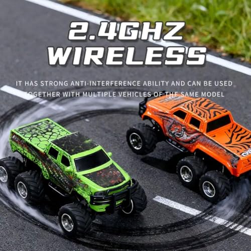 Mini Rc Truck,1/64 Scale Mini Remote Control Monster Truck with Trailer, 2.4Ghz Remote Control & APP, Rechargeable Alloy Shell RC Cars with Lights, Speed/Steering Adjustable (Gray) - color: Gray