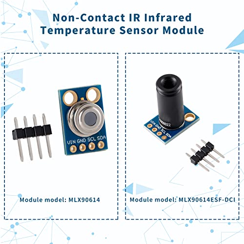 MLX90614ESF-DCI Non-Contact Infrared Temperature Sensor Module High Precision Infrared Temperature Sensor Module Long Distance 50cm Serial Port IIC Suitable for Arduino/DIY (GY-906-DCI)