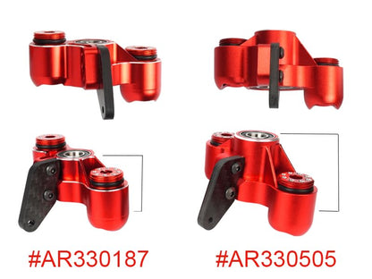 Aluminum Front Steering Blocks & Hub Rear Stub Axle Carriers for ARRMA 6S | 1/7 Mojave Infraction FIRETEAM Felony Limitless 1/8 TYHPON Steering Knuckles Hop Ups,Upgrade AR330187 AR330193 - color: Red, size: Front & Rear Set(Thin)