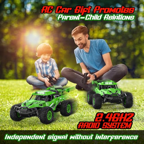 BLUEJAY Remote Control Car, 2.4GHz High Speed 33KM/H RC Cars Toys | 1:12 Monster RC Truck Off Road with LED Headlight and Rechargeable Battery Gifts for Adults Boys 8-12 - color: Green