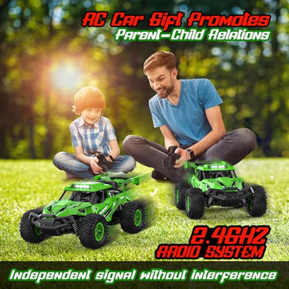 BLUEJAY Remote Control Car, 2.4GHz High Speed 33KM/H RC Cars Toys | 1:12 Monster RC Truck Off Road with LED Headlight and Rechargeable Battery Gifts for Adults Boys 8-12 - color: Green