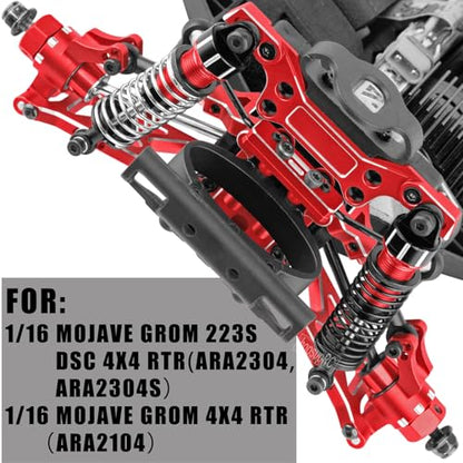 RC Upgrades Parts for 1/16 Mojave Grom 223S DSC 4X4 RTR,1/16 Mojave Grom 4X4 RTR,Front Steering Block Knuckles&Rear Hubs&C-Hubs Caster Blocks Hops Up,Replace ARA330841,Red - color: Red(upgrades Part)