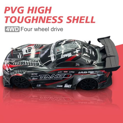 RC Car for Kids, 1:24 High Speed Remote Control Drift Car | 2.4GHz 4WD RC drift car with LED lights, 2 batteries (50-min runtime), drift tires, Birthday gift for boys aged 4-12, Black - color: 2-black