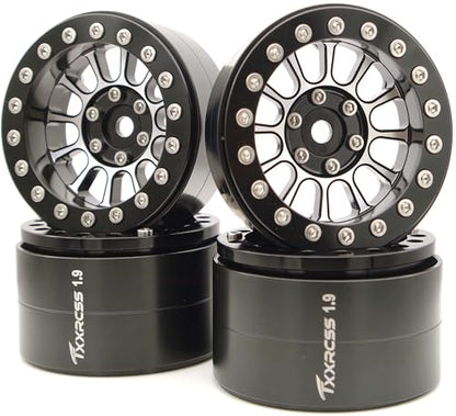 1.9 Beadlock Wheels Rims -152g Super Heavy Duty Deep Dish 32mm Wide for RC 1/10 Crawler TRX4 SCX10 Gen8 Upgrades SCX10 Remote Control Car Upgrades Accessories (Black) - color: Black