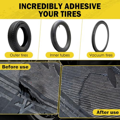 Vulcanizing Cement, Waterproof & Fast Dry Formula for Rubber, 250ml | Tire Repair Glue with Brush, Long-lasting, Heavy Duty Rubber Cement Glue for Motorcycle, Bike, Car and Any Rubber Material