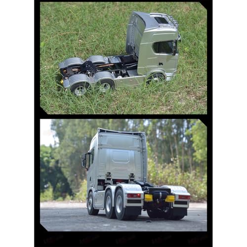 770S 1/18 RC Semi Trailer, 6x4 Heavy Duty Tractor Truck with Rear Wheel Drive, Adult Collectible Model (1501) - color: Silver