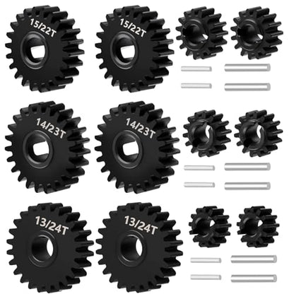 Overdrive 15T/22T & Underdrive 13T/24T & Stock Portal Gears 14T/23T | 40CR Steel, For Redcat Ascent-18 1/18 Scale, RC Rock Crawler, Upgrades - size: 15T/22T+13T/24T+14T/23T