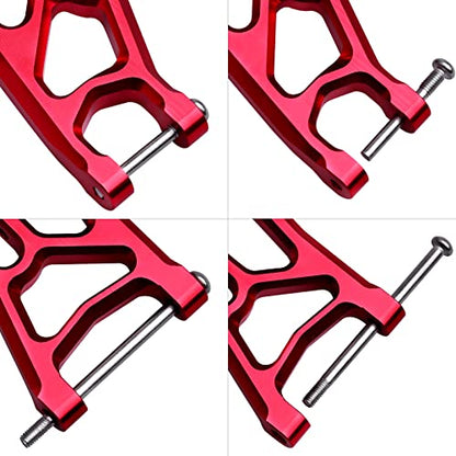 4PCS Aluminum Front & Rear Suspension A-Arms Set and Tie Bar for 1/10 Traxxas Slash 2WD Upgrades Parts, Replacement of 2555 3631 2532 (Red) - color: Red