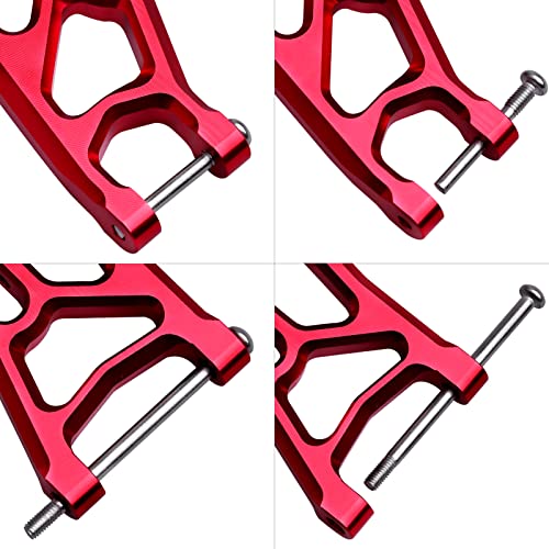 4PCS Aluminum Front & Rear Suspension A-Arms Set and Tie Bar for 1/10 Traxxas Slash 2WD Upgrades Parts, Replacement of 2555 3631 2532 (Red) - color: Red