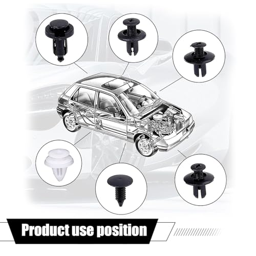 100 PCS Car Bumper Retainer Clips, Rivet Clip with Removal Tool, Fasteners Replacements, Push-in Vehicle Parts, Automotive Repair Kit, Universal for Most Cars, Trucks, SUVs (Multicolored)