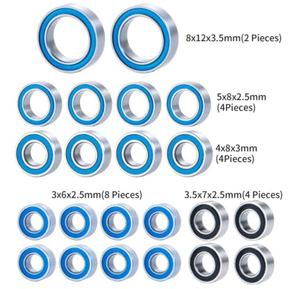 Double Rubber Seal for TRX-4M for Bronco for Defender 1/18 Scale RC Crawler Truck Car Upgrade Parts 22PCS Sealed Bearing Set