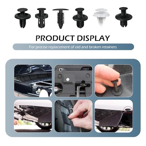 100PCS Car Clips, Bumper Retainer Clips, Car Rivets Fasteners Retainer Kit, Plastic Rivets with 1 Fastener Removers, Door Trim Panel Fender Push Pin Rivets for Most Models