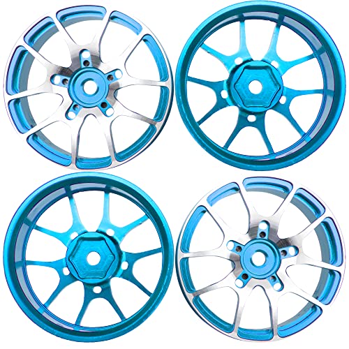 Aluminum Alloy 1/10 On-Road Racing Touring Drift Car Wheel Rims 12mm Hex Hub 26mm Width Compatible with Tamiya TT01 Kyosho RedCat Sakura D4 XIS HSP 1/10 RC Car (Blue) - color: Blue