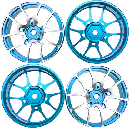Aluminum Alloy 1/10 On-Road Racing Touring Drift Car Wheel Rims 12mm Hex Hub 26mm Width Compatible with Tamiya TT01 Kyosho RedCat Sakura D4 XIS HSP 1/10 RC Car (Blue) - color: Blue