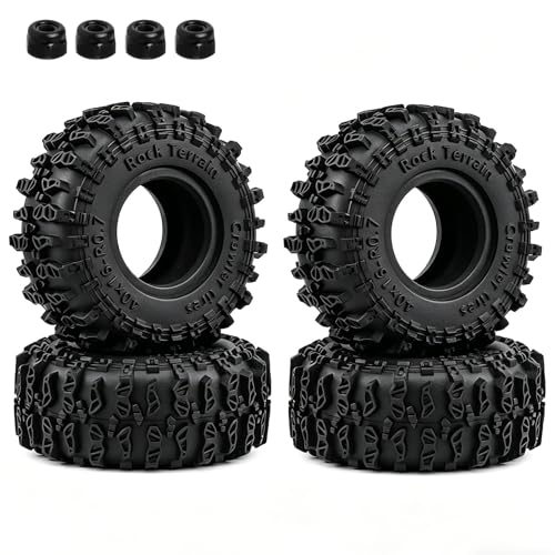 0.7" RC Crawler Cling on Tires, 40x16mm Aggressive Claw-Style Lug Tread Soft Rubber Tires with Foam Inserts for Axial SCX30 Upgrades RC Rock Crawler Car Ford Bronco K10 Ascent-32, 4PCS (Style A)