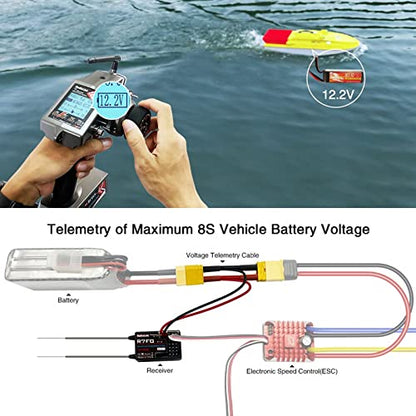 HTLNUZD Radiolink R7FG RC Car Receiver 7 Channel 2.4GHz Gyro Telemetry Voltage Surface IPX4 Waterproof RX Controller Compatible Long Range RC6GS v3/RC4GS v2/RC4GS/RC6GS Transmitter