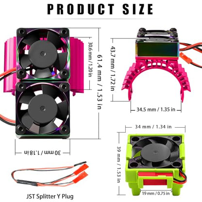 VXL-3s ESC Cooling Fan and Motor Cooling Fan 28000 RPM Dual Fan Set for 1/10 Traxxas Slash 4x4 Stampede 4x4 Rustler 4x4 VXL Hoss 4×4 Velineon VXL 3s Heat Sink Replace #3340, Purple & Green - style: SRQ-Purple Green