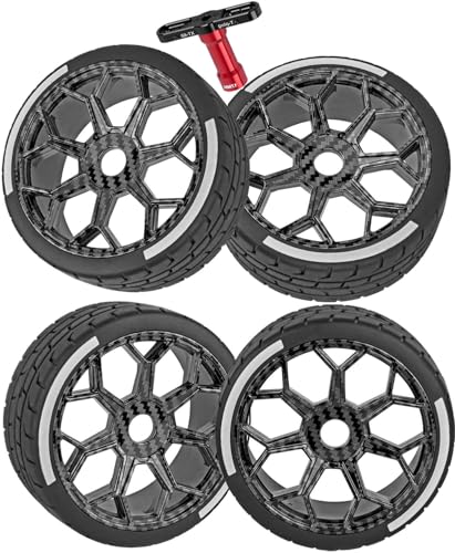 RC Highway Tires Wheel for 1/8 Typhon 6s BLX,1/7 Infraction 6S BLX,Limitless,4PCS RC Drift Tires Rubber RC Highway Wheel,Carbon Surface(Black) - color: (Black) Carbon Surface - (Highway Tires)