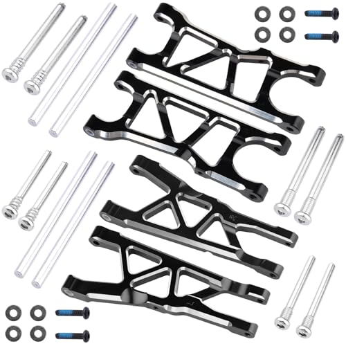 Hobbypark Aluminum Suspension Arms Set (Front & Rear) Upgrades Parts for Arrma Typhon 3s BLX Big Rock, Replacement of AR330543 AR330540 (Black) - color: Black