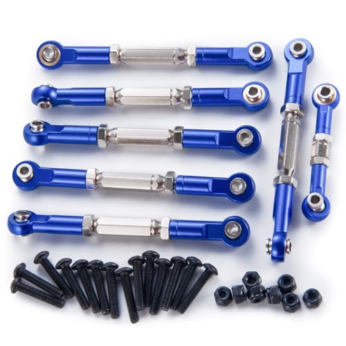 7PCS Aluminum Adjustable Turnbuckles Camber Links Upgrade Parts | For Tra-xxas 1/10 Slash 4X4 2WD Hoss Rustler VXL Stampede, RC Truck Car