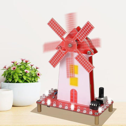 Soldering Practice Kit, DIY Windmill Solder Project for Beginners with LED Flashing Light & Adjustable Rotation Speed for Students Soldering Training, School STEM Education Learning Kit